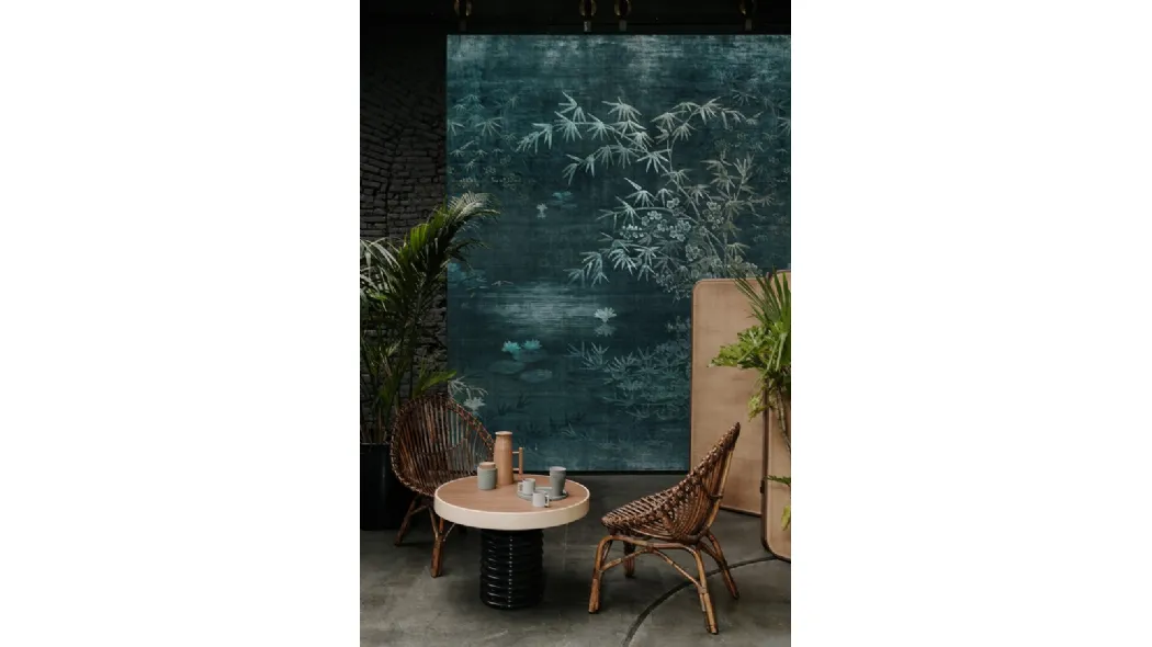 Carta da parati con supporto vinilico da interni Moon River con lago di ninfee di Wall&Decò