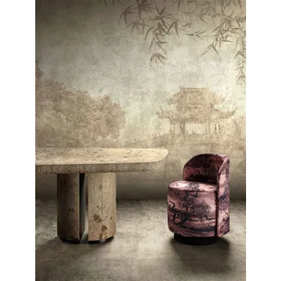 Carta da parati con sfondo orientale Time waits for no one di London Art