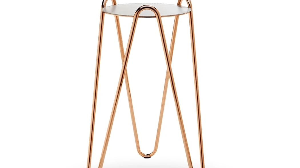 Tavolino in metallo con top rivestito in cuoio Apelle Chic di Midj