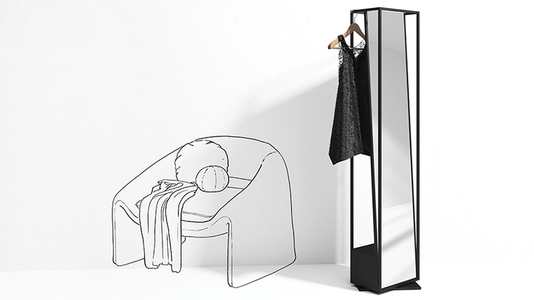 Specchio con appendiabiti Cage di Minotti Italia