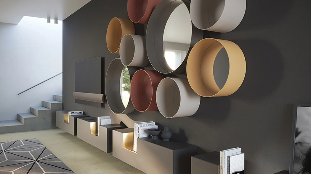 Specchi circolari da parete con cornice in metallo Dot di Minotti Italia