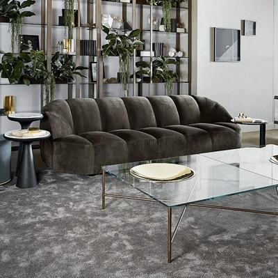Tavolino in cristallo con piatto in ottone lucido Golden Moon di Gallotti&Radice