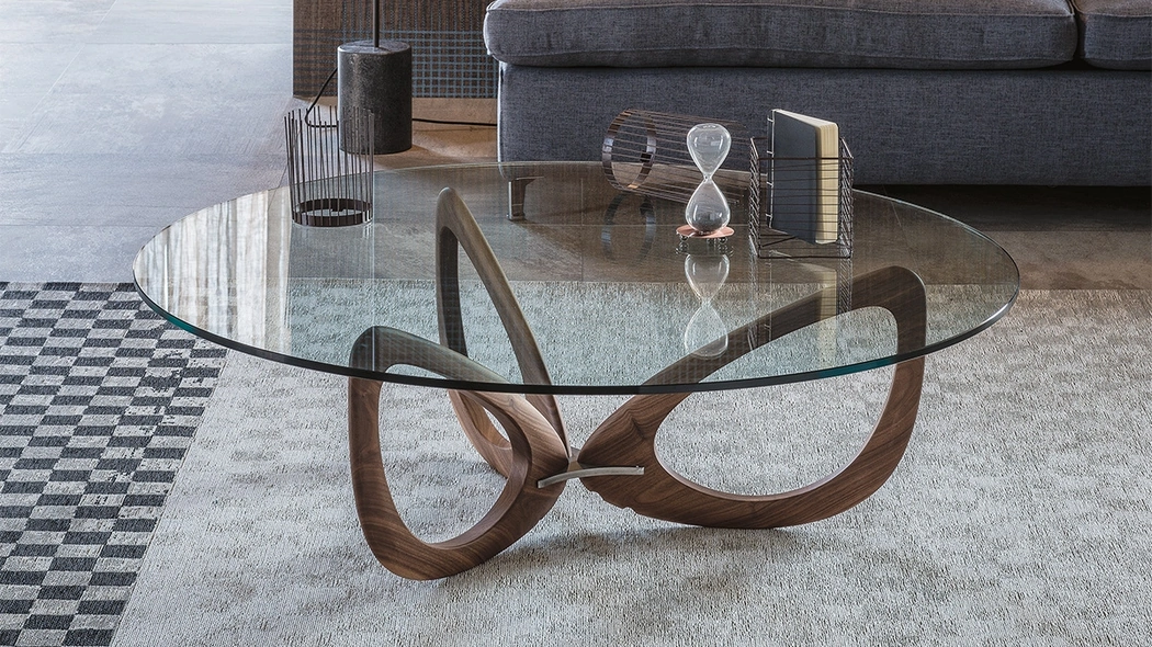 Tavolino in vetro con base in legno Helix di Cattelan Italia