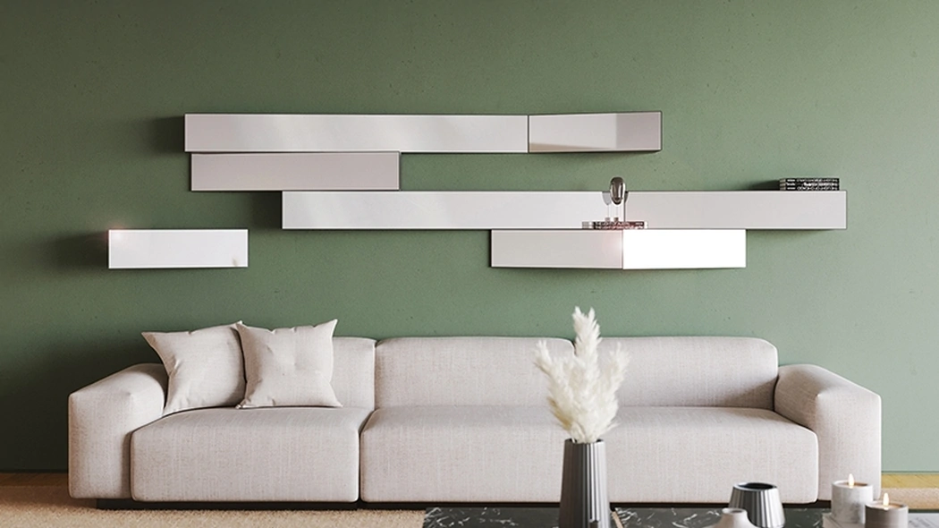 Mensole in metallo con specchio Look di Minotti Italia