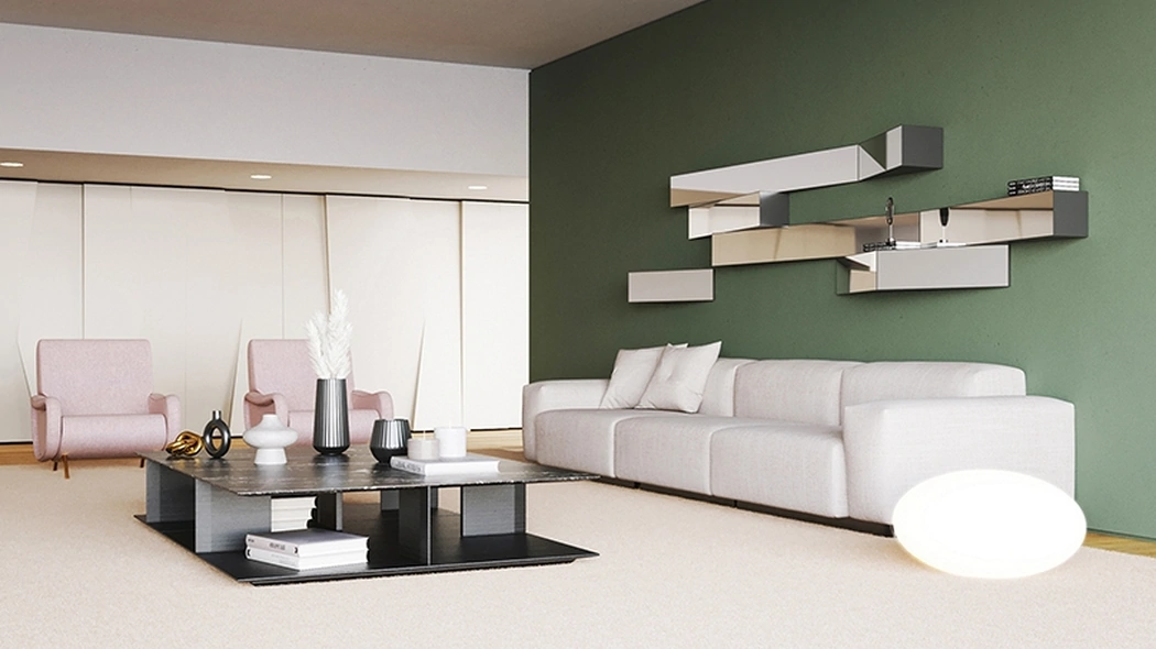 Mensole in metallo con specchio Look di Minotti Italia