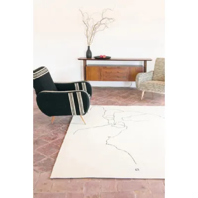 Tappeto nero su bianco Chillida Mano 1993 di Nanimarquina