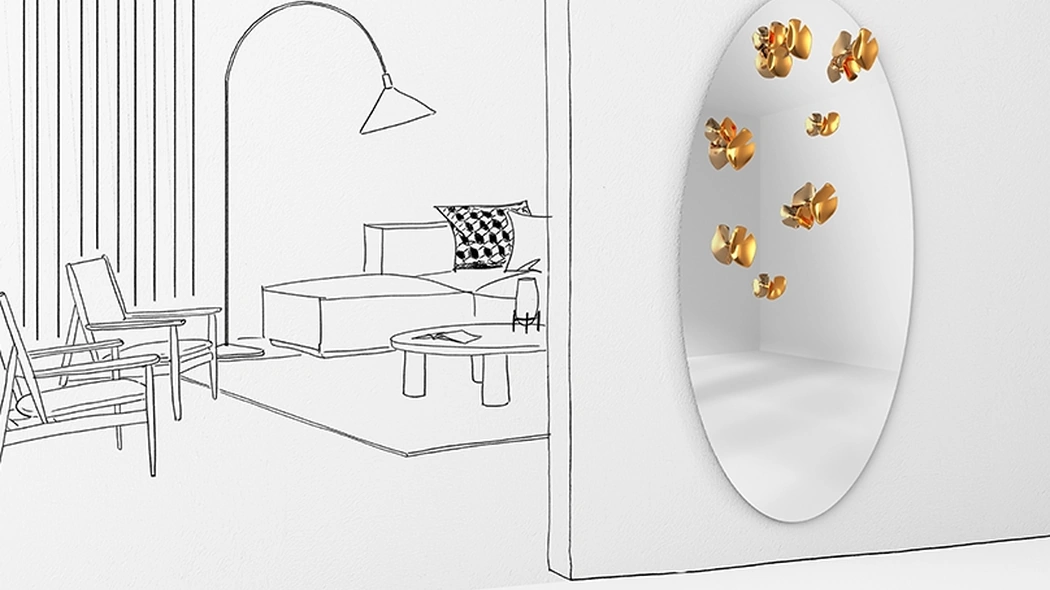 Appendiabiti con specchio Nina Mirror di Minotti Italia