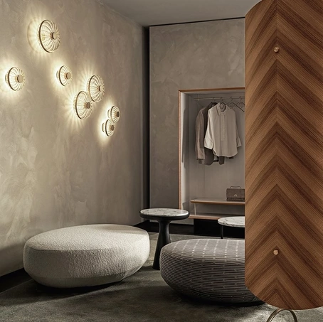 Pouf tondo Audrey in tessuto di Gallotti&Radice