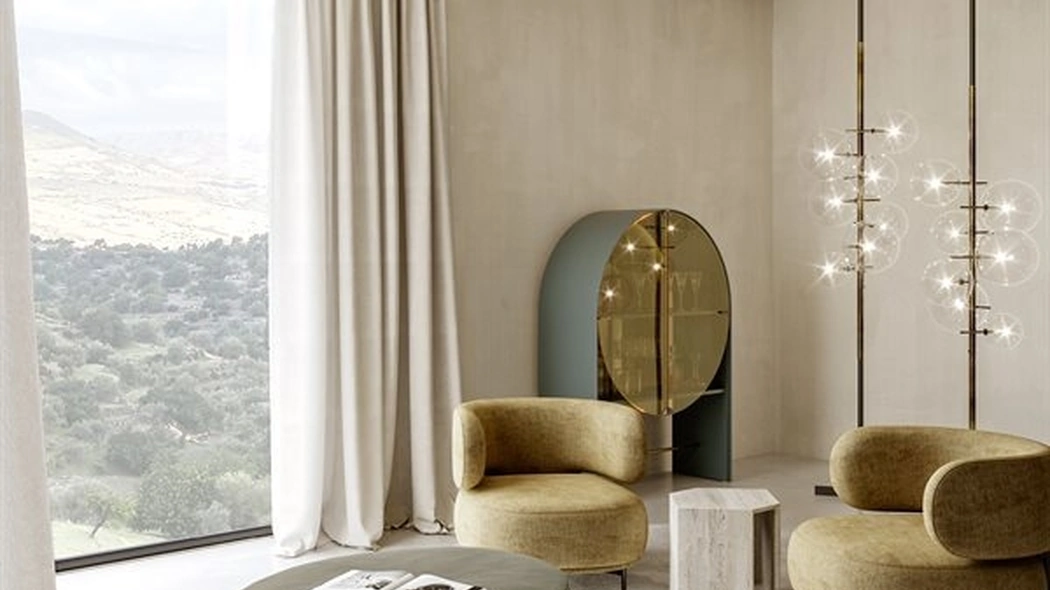 Pouf tondo Audrey in tessuto di Gallotti&Radice