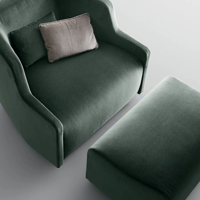 Pouf First in velluto imbottito di Gallotti&Radice