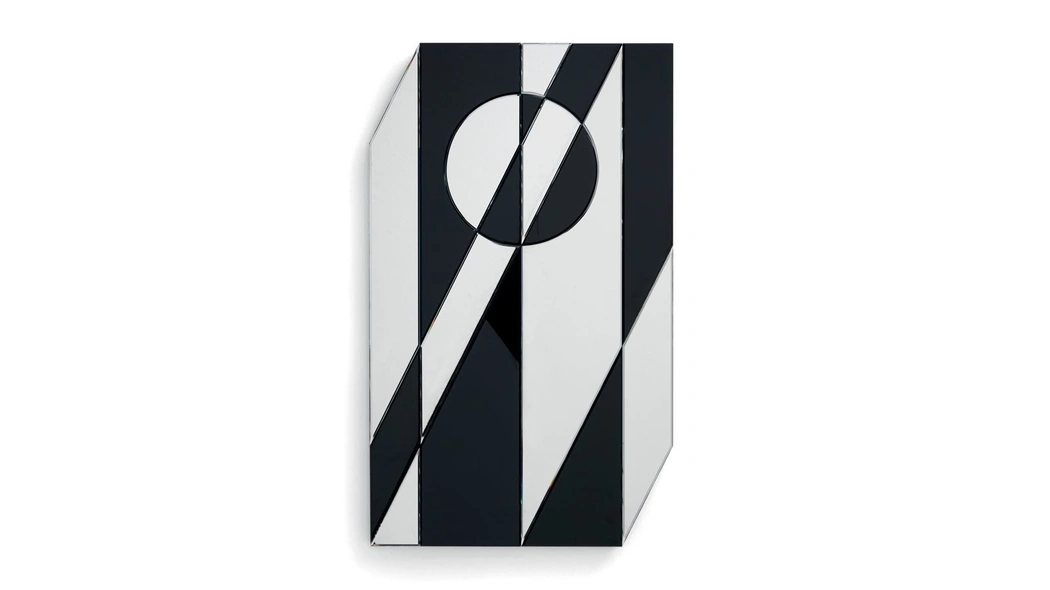 Specchio Cubista con inserti in cristallo retroverniciato nero brillante di Gallotti&Radice
