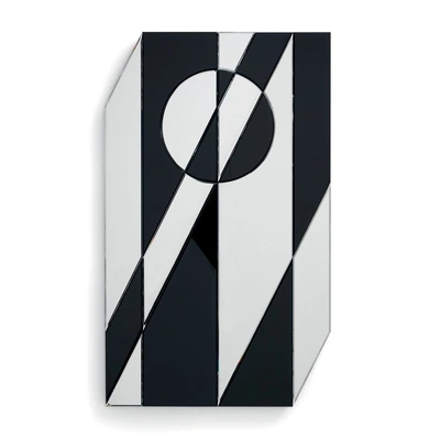 Specchio Cubista con inserti in cristallo retroverniciato nero brillante di Gallotti&Radice