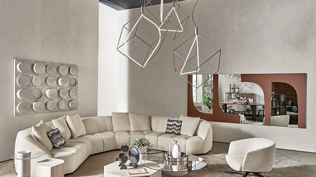 Specchio Garda con parte in legno fresato laccato opaco di Gallotti&Radice