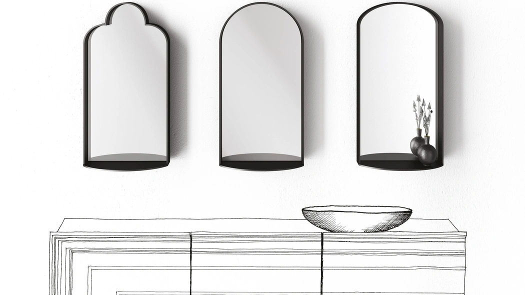 Specchio Windows con cornice in metallo di Minotti Italia