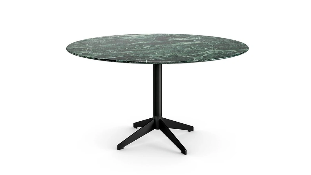 Tavolino rotondo Zen Black Low con piano in marmo e base in alluminio di Gallotti&Radice