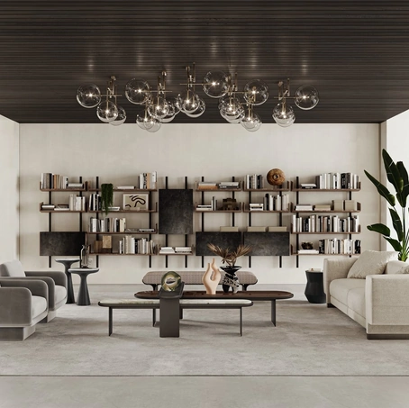 Lampada a soffitto Bolle in cristallo trasparente soffiato con parti metalliche in ottone di Gallotti&Radice