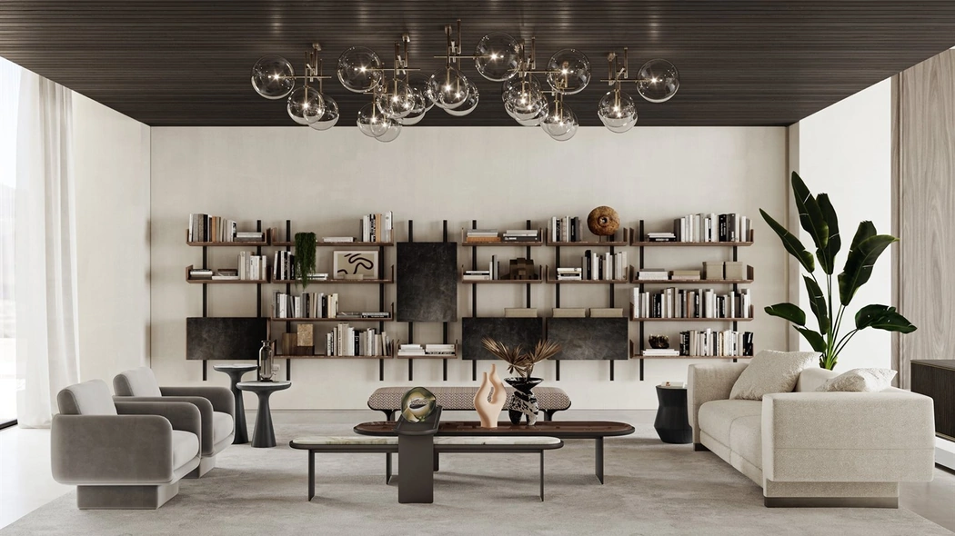 Lampada a soffitto Bolle in cristallo trasparente soffiato con parti metalliche in ottone di Gallotti&Radice