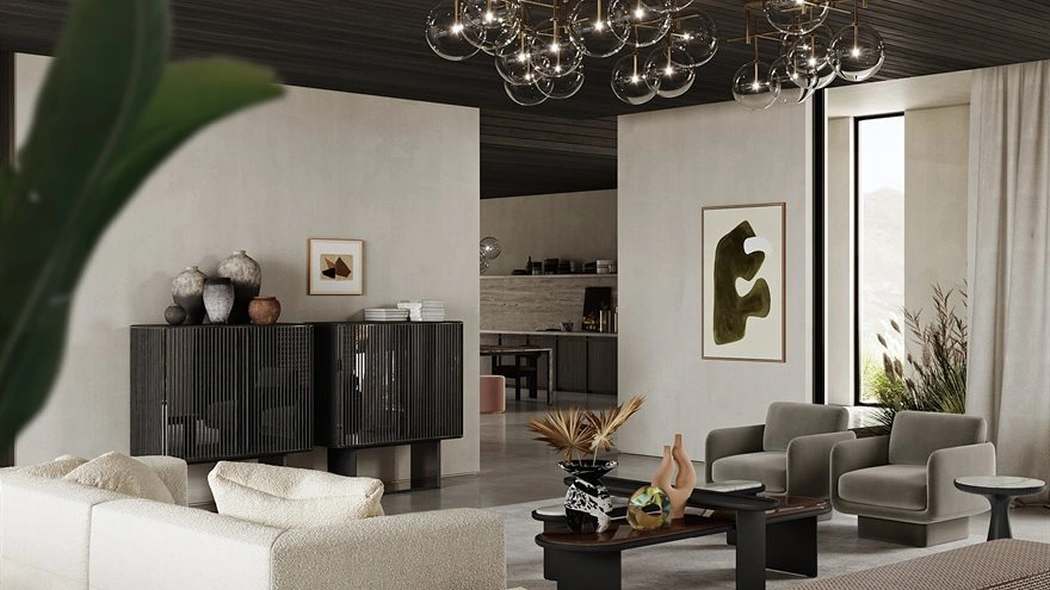 Lampada a soffitto Bolle in cristallo trasparente soffiato con parti metalliche in ottone di Gallotti&Radice