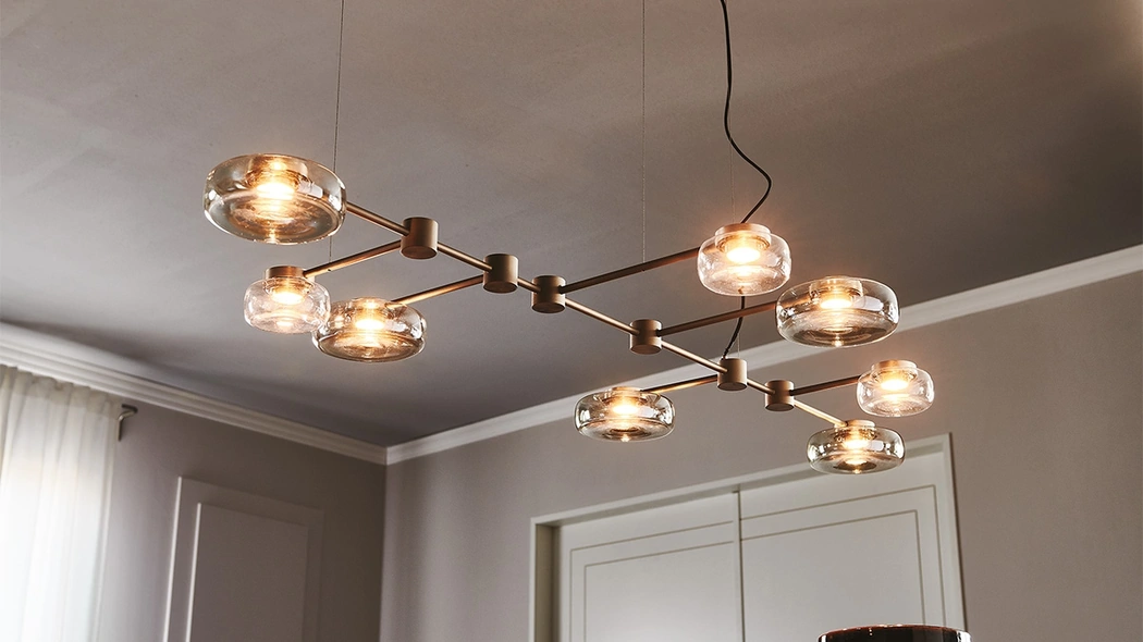 Lampada a sospensione in metallo e vetro Circuit di Cattelan Italia