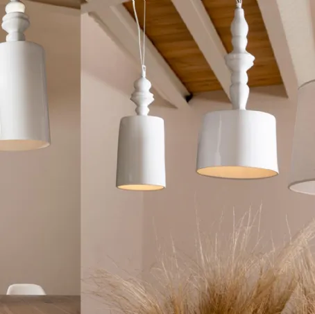 Lampada a sospensione Alì e Babà in ceramica o lino di Karman