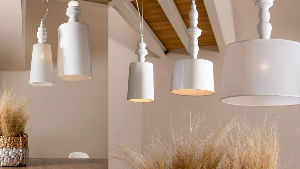 Lampada a sospensione Alì e Babà in ceramica o lino di Karman