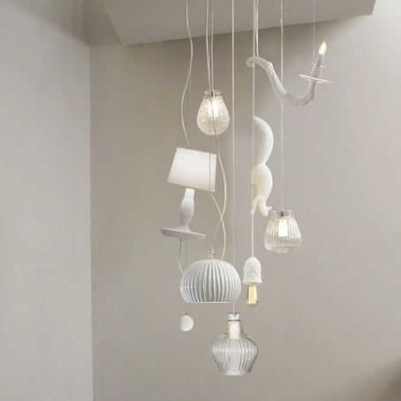 Lampada a sospensione in ceramica e vetro Cluster di Karman