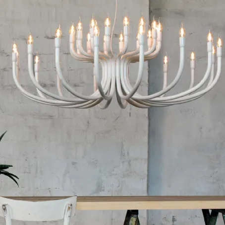 Lampada a sospensione in metallo laccato bianco Snoob di Karman
