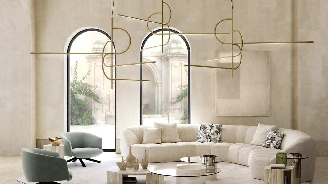 Lampada a sospensione Key-to-Heaven in ottone satinato di Gallotti&Radice