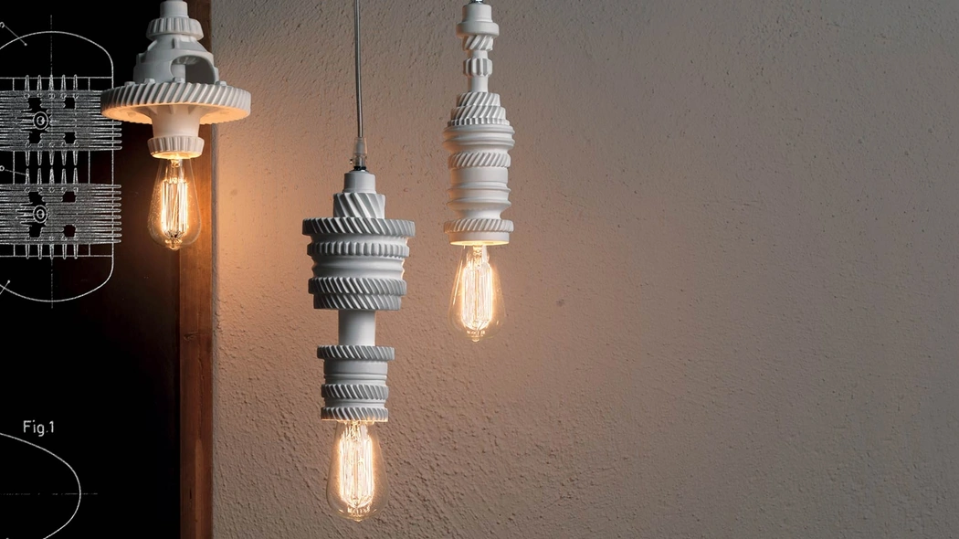 Lampada a sospensione in ceramica bianca Mek di Karman