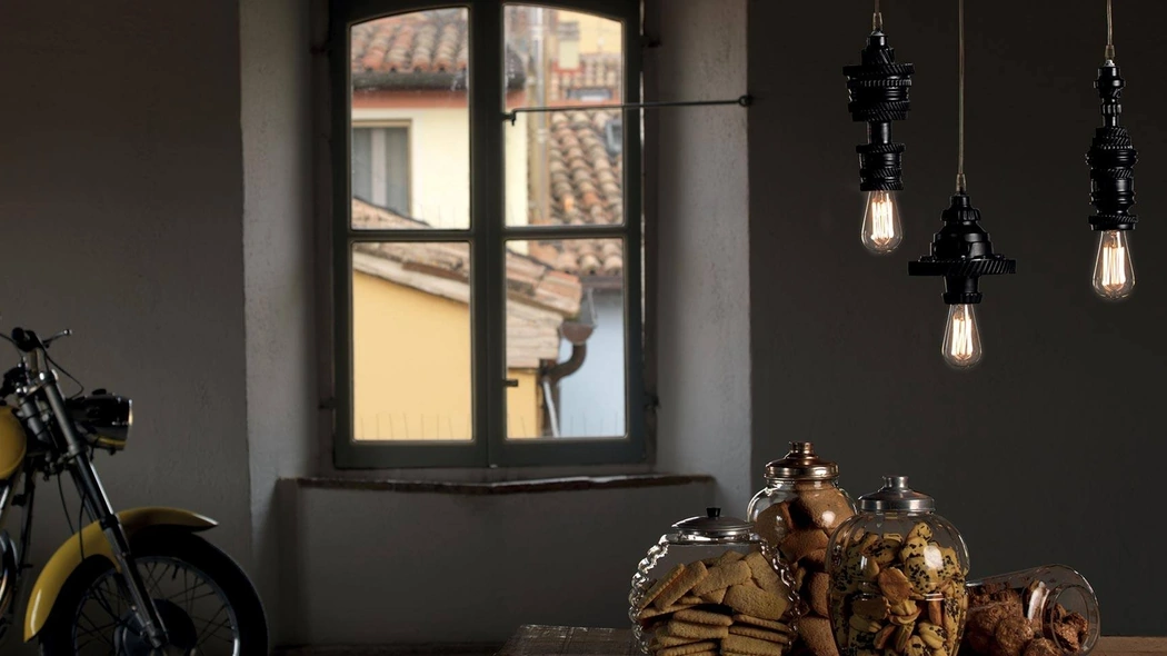Lampada a sospensione in ceramica nera Mek di Karman