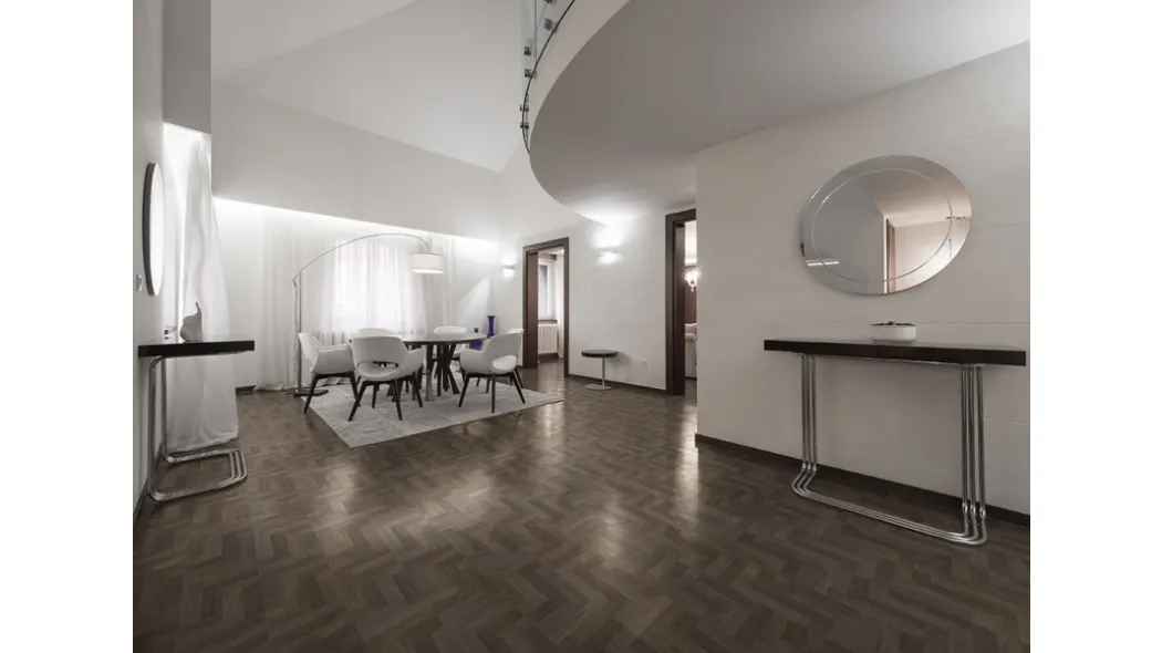 Parquet Living Classica Noce Chiaro Vision Syncro Hydro di Skema