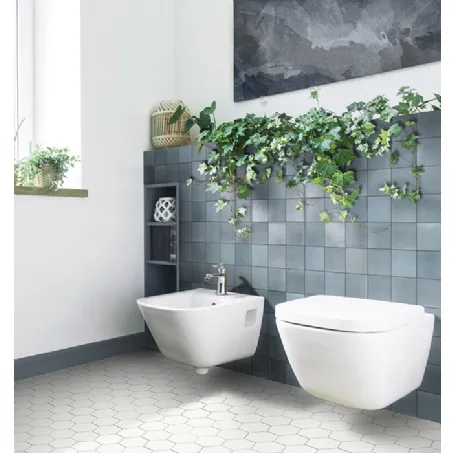 Piastrelle in ceramica quadrate azzurre in finitura Glossy Artigiana I Quadrati 04 di Terratinta