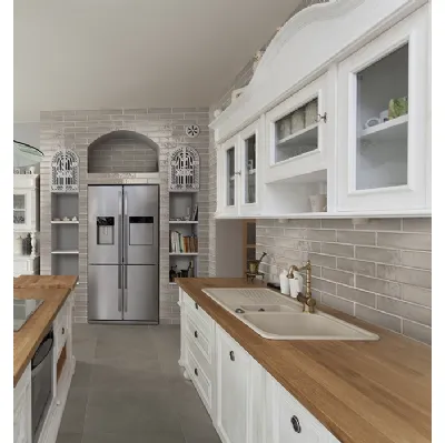 Piastrelle rettangolari di colore neutro, finitura Glossy Betonbrick Wall Clay di Terratinta