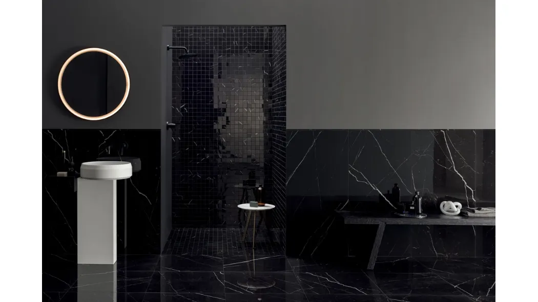 Piastrelle effetto marmo Delight Marquina Nero di Lea Ceramiche