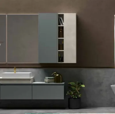 Mobile da Bagno sospeso in laccato carta da zucchero e top in laccato effetto resina 45 01 di Birex