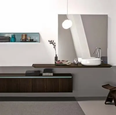 Mobile da Bagno sospeso in rovere termotrattato e laccato lucido 45 05 di Birex