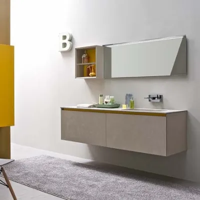 Mobile da Bagno sospeso in melaminico con piano in marmo minerale opaco 45 07 di Birex