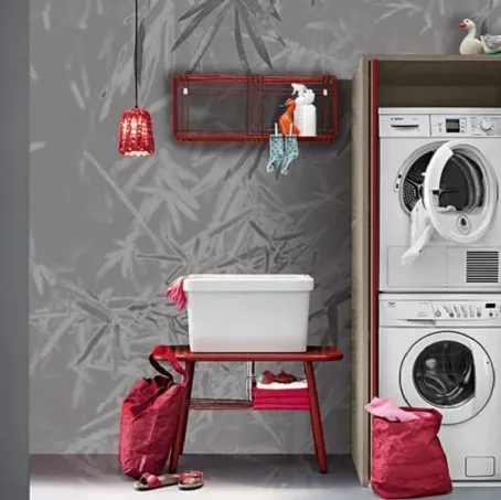 Mobile da Bagno in melaminico e laccato rosso Acqua e Sapone Lavanderia 01 di Birex