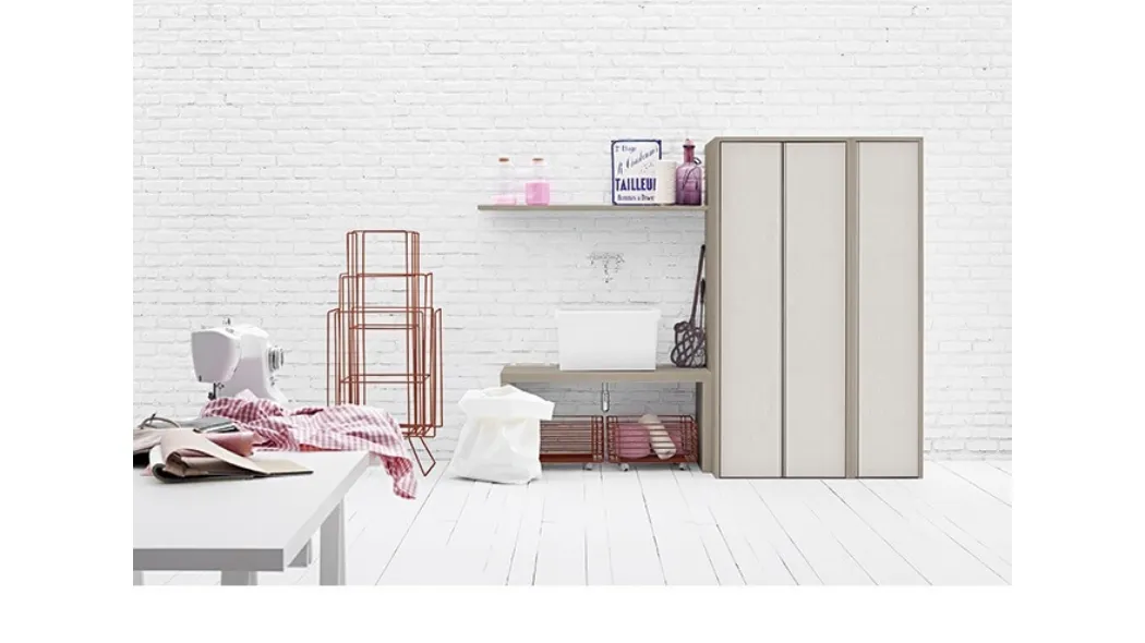 Mobile da Bagno in melaminico e lavabo in ceramica Acqua e Sapone Lavanderia 02 di Birex