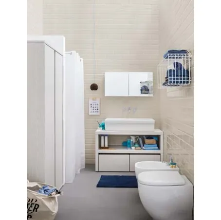 Mobile da Bagno a terra in melaminico e lavabo in ceramica Acqua e Sapone 03 di Birex