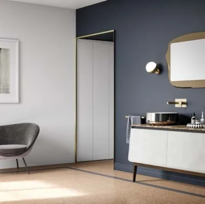 Mobile da bagno di design in laccato effetto resina e top in marmo Campus 02 di Birex
