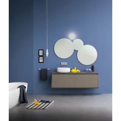 Mobile sospeso da bagno in laccato opaco con top in vetro laccato lucido Campus 03 di Birex