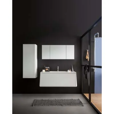 Mobile da Bagno sospeso in laccato bianco opaco e top in Corian Campus 04 di Birex