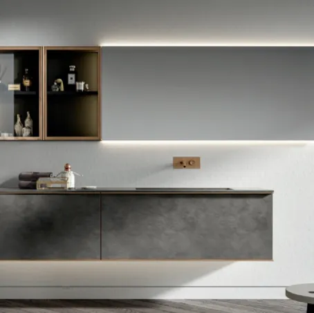 Mobile da Bagno sospeso di design Rea finitura Warm Grigio by Kerakoll di Edoné