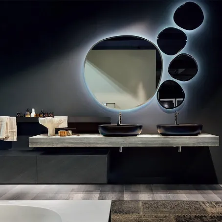 Mobile da Bagno sospeso in HPL con consolle in rovere Enea 001 di Edoné