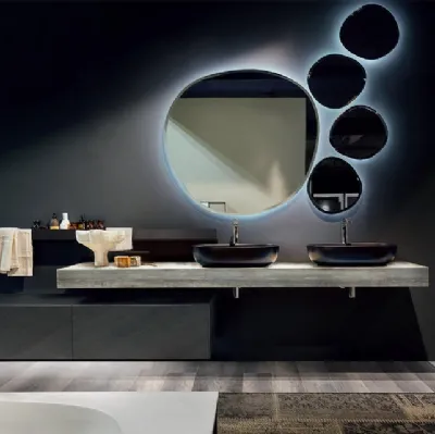 Mobile da Bagno sospeso in HPL con consolle in rovere Enea 001 di Edoné
