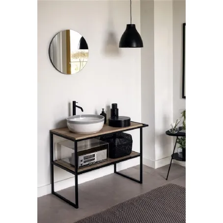 Mobile da Bagno con piani in legno e struttura in alluminio Frame 2-0 di Scarabeo