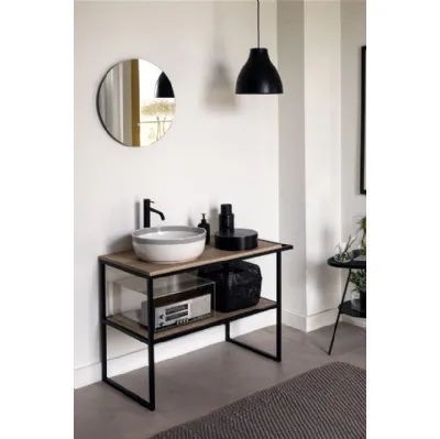 Mobile da Bagno con piani in legno e struttura in alluminio Frame 2-0 di Scarabeo