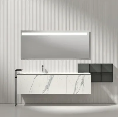 Mobile da Bagno sospeso Giunone 9058 in HPL Bianco Statuario di Edoné