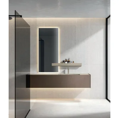 Mobile da Bagno sospeso Hexis 2335 in nobilitato Reflex Bronzo di Edoné